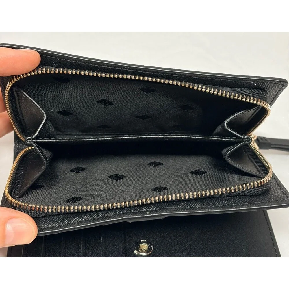 Kate Spade Saffiano Leather Compact Bifold Wallet w/ Zip-Around Coin Compartment